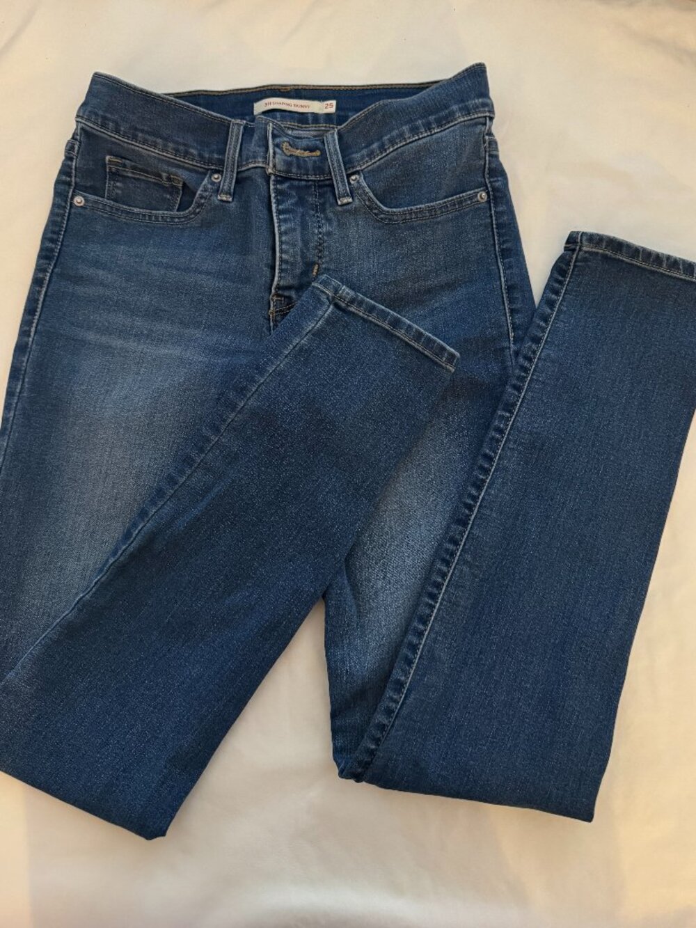 Levis 311 Shaping Skinny Jeans Womens 25 Blue Stretch Denim Mid Rise